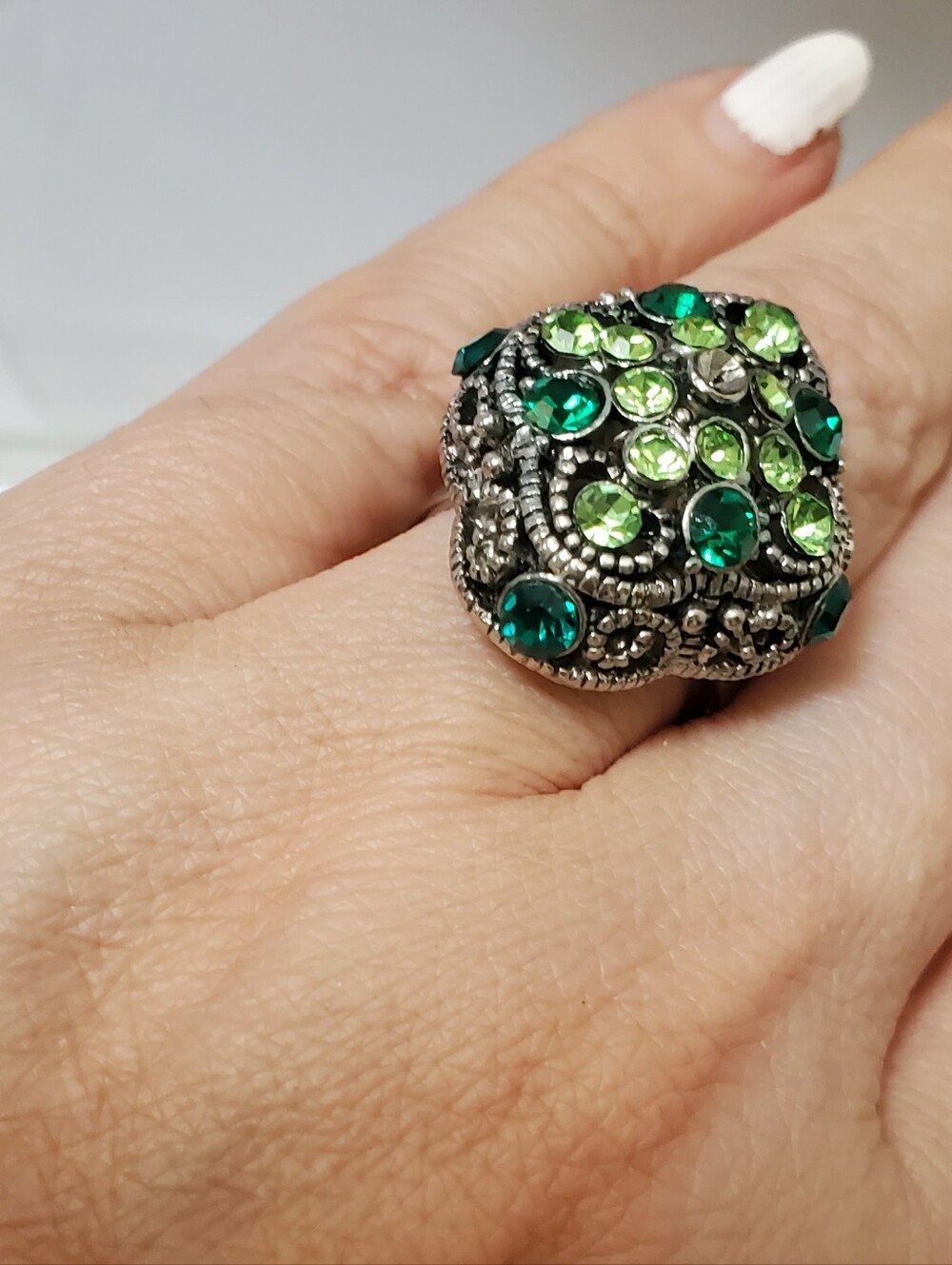 Green Crystal Statement Ring - Women Jewelry
